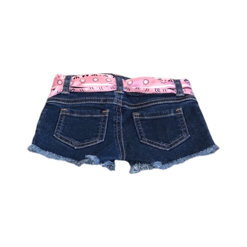 Toddler Denim Shorts W/ Bandana Print Scarf Belt - Picture 5 of 5